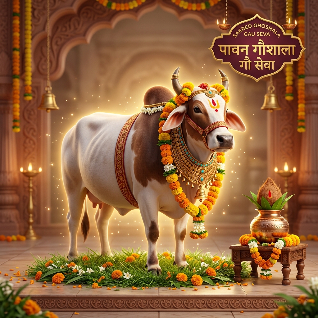 Sacred Kamadhenu Cow 3D Icon